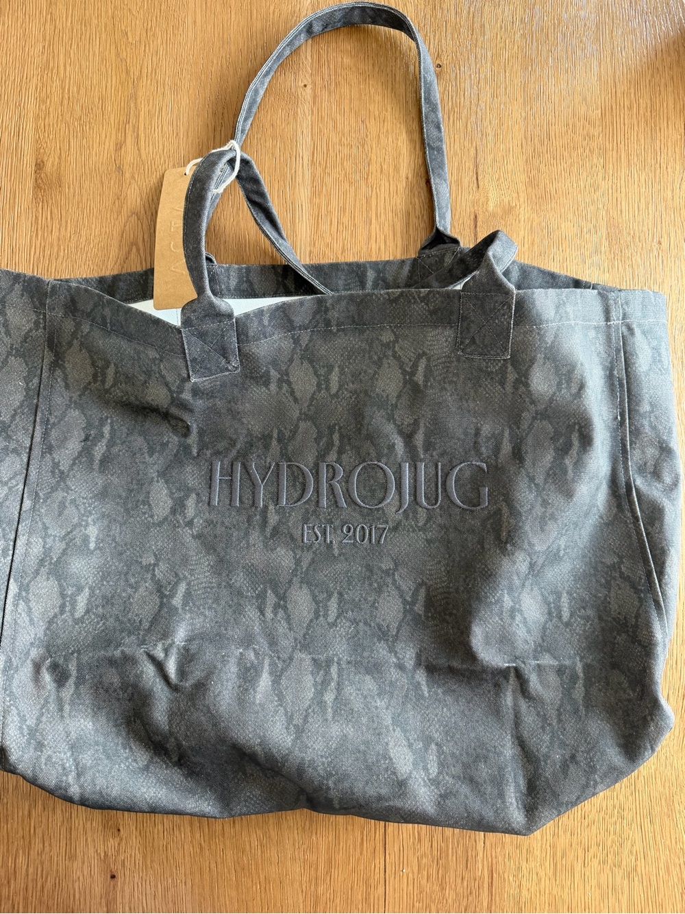 HydroJug Charcoal Snake-Print Canvas Tote